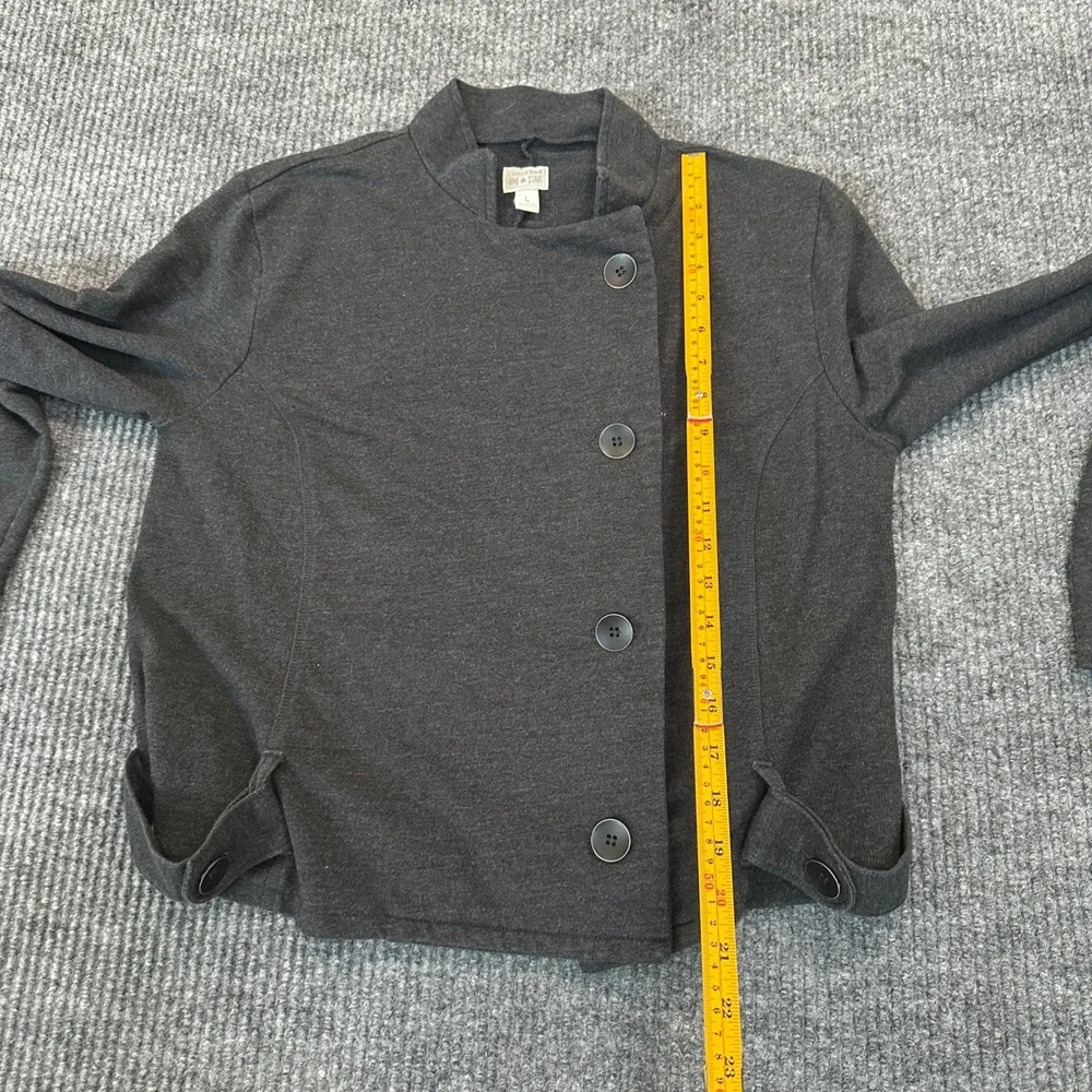 Converse Women One Star Asymmetrical Jacket L Charcoal Grey Cotton Blend Moto